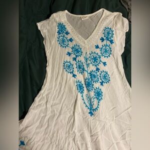 Embroidered Sheer Dress/Coverup